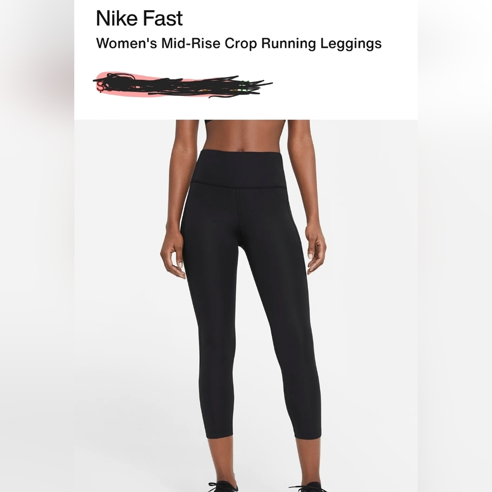 Nike Fast Women Mid-Rise Crop Running Leggings Sz X-Small Brand New With Tags